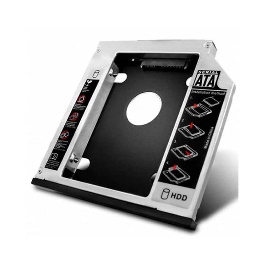 Khay lắp ổ cứng SSD Caddy Bay nhôm mỏng 9,5mm cho Laptop qua khay CD (loại mỏng) 2