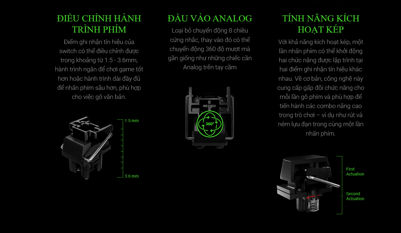 Bàn phím Razer Huntsman V2 Analog (USB/RGB/Đen)(RZ03-03610100-R3M1) 3