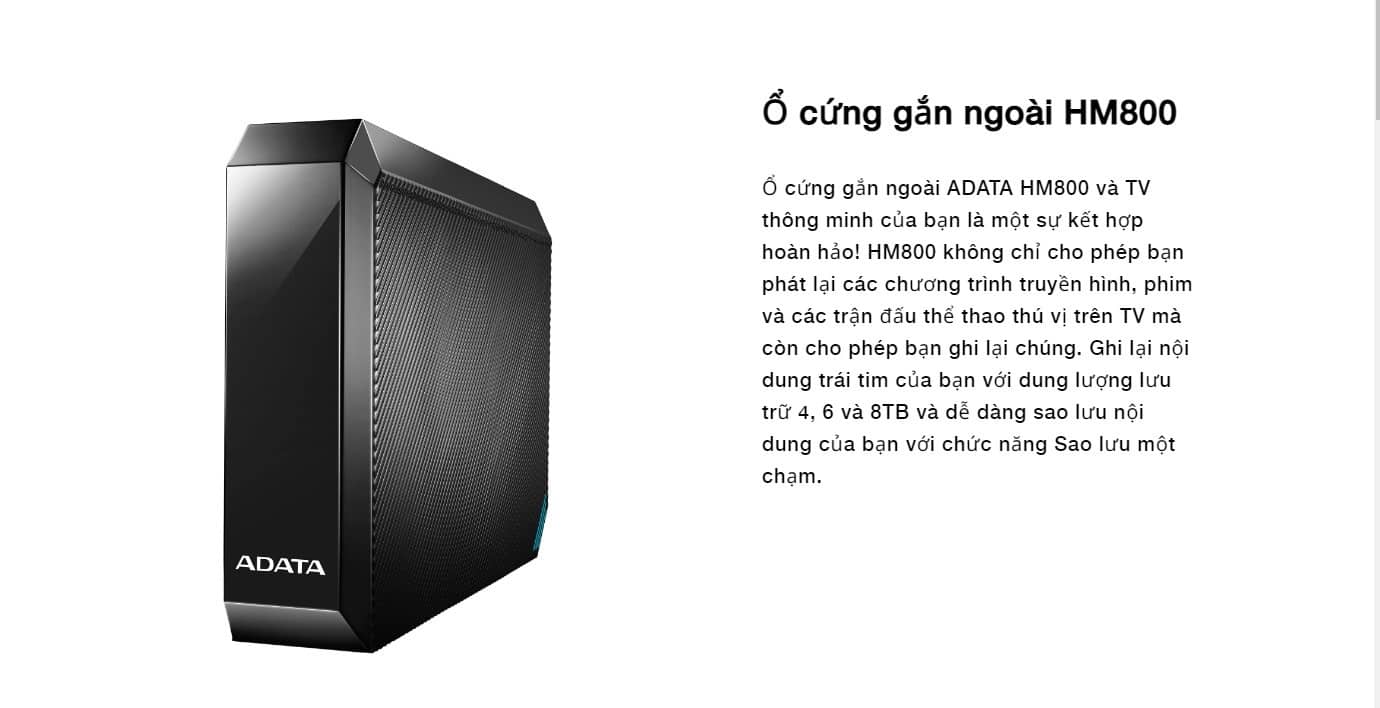 Ổ cứng di động ADATA HM800 6TB USB 3.2 Gen 1 Đen