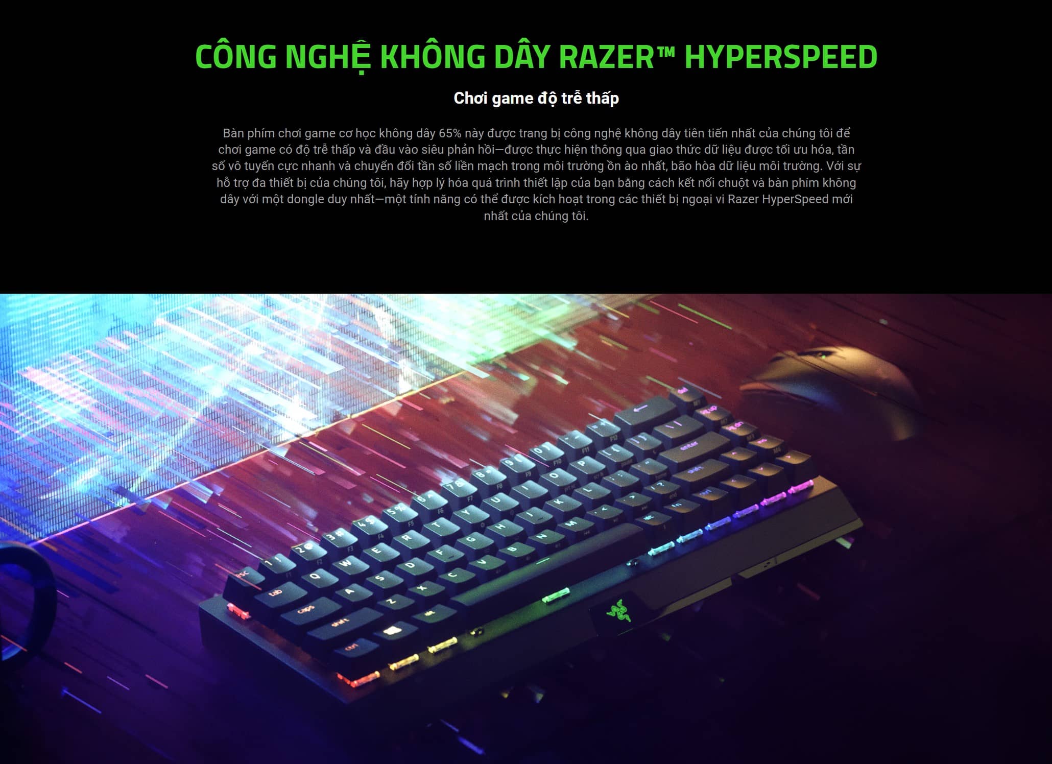 Bàn phím cơ không dây Razer BlackWidow V3 Mini HyperSpeed