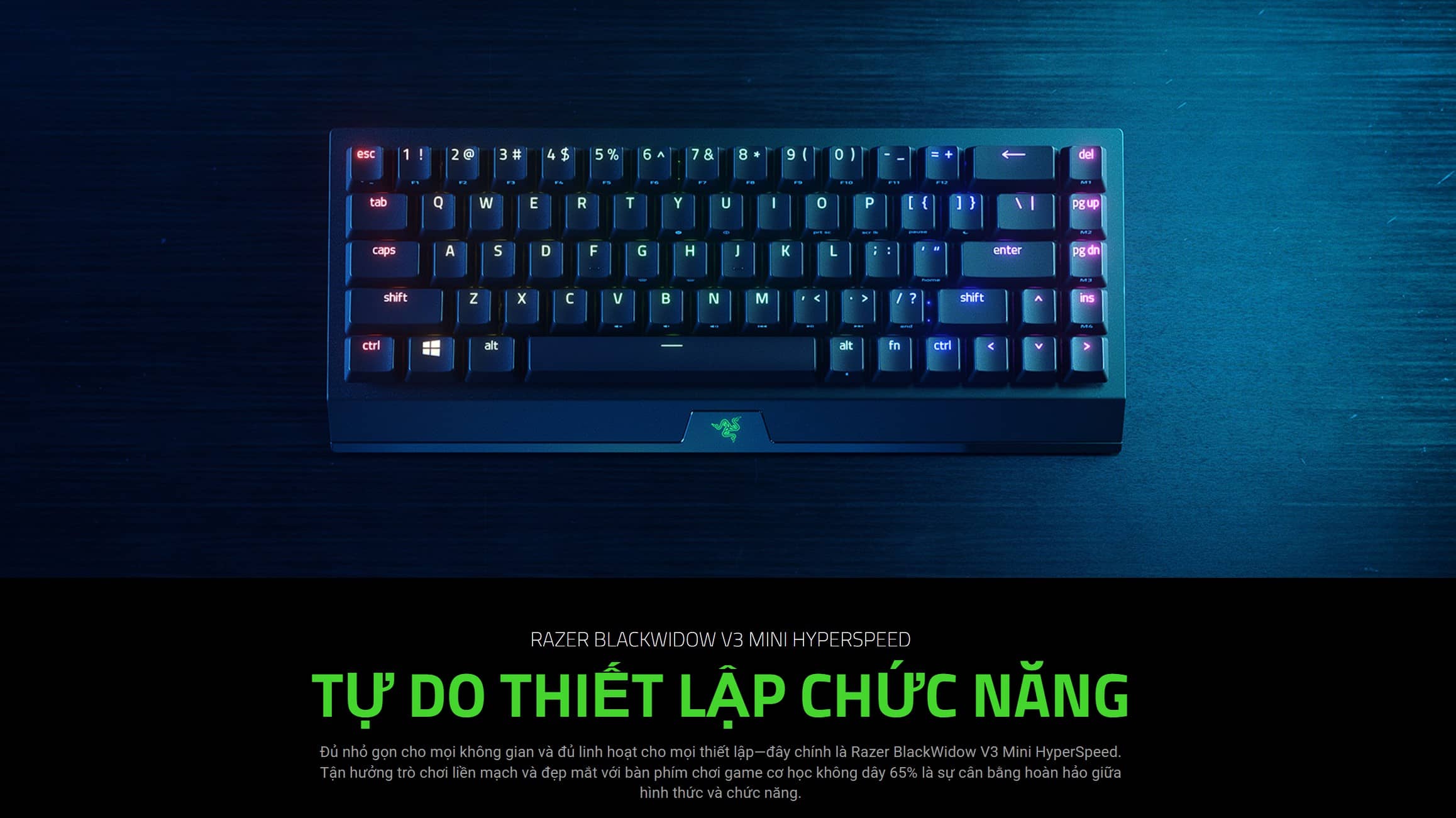 Bàn phím cơ không dây Razer BlackWidow V3 Mini HyperSpeed