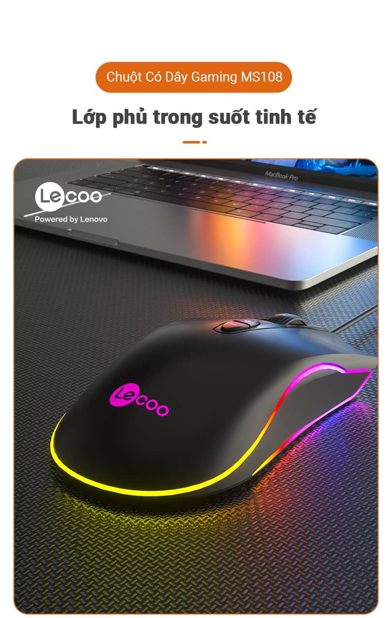 Chuột Gaming có dây Lecoo MS108 USB Đen