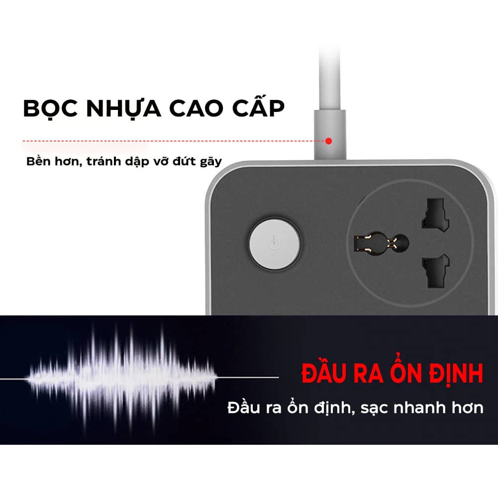 Ổ cắm điện đa năng LDNIO SC3604 - 03 chấu + 06 cổng USB - Chuẩn chân cắm EU (