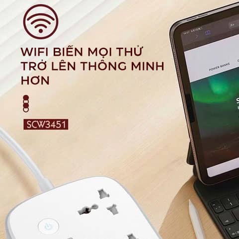 Ổ cắm điện thông minh LDNIO SCW3451 - 03 chấu + 03 cổng USB + 01 cổng Type-C - Chuẩn chân cắm EU