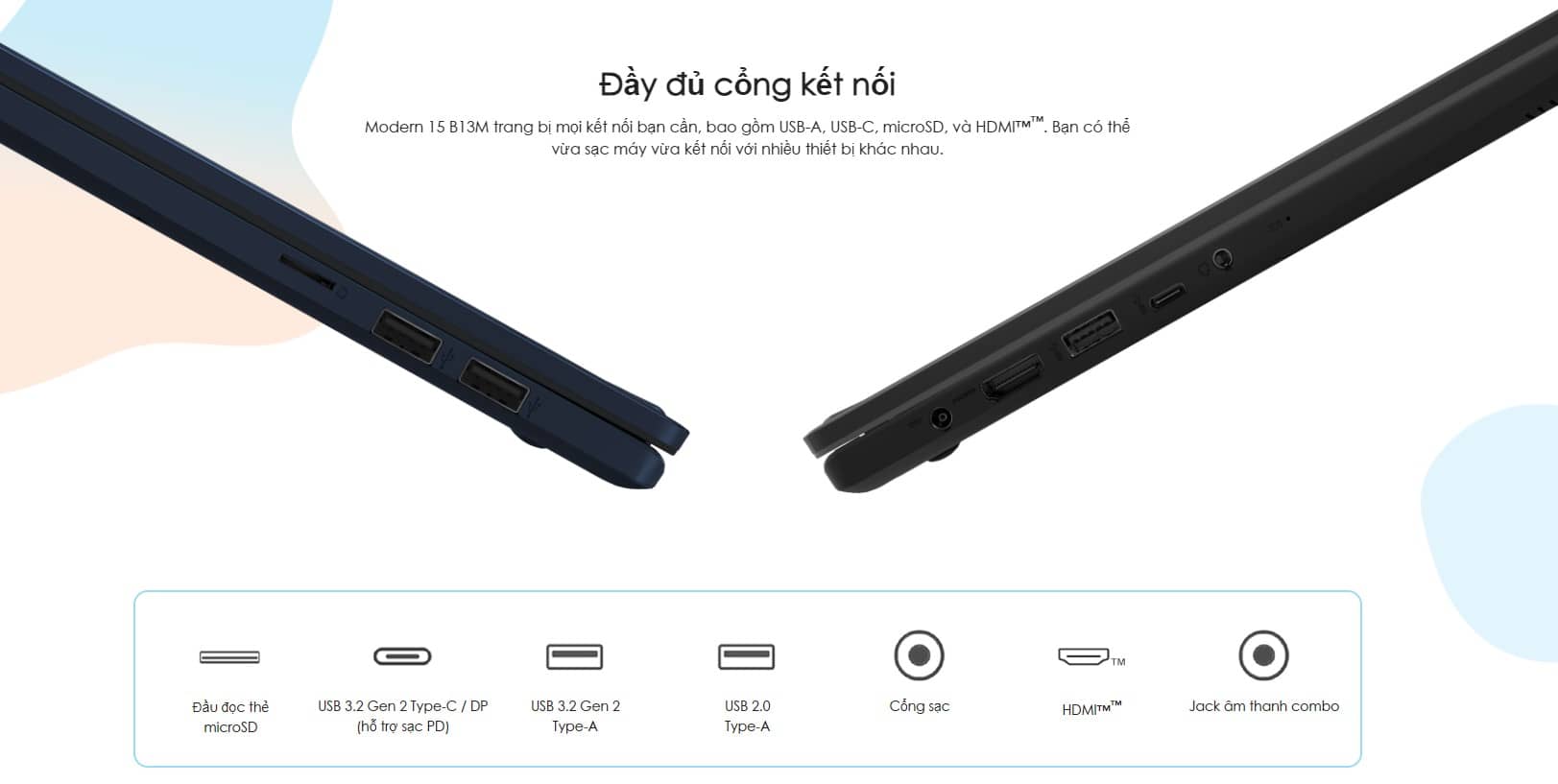 Đầy đủ cổng kết nối