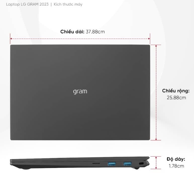 Laptop LG Gram 17Z90R-G.AH78A5 (i7-1360P/16GB RAM/1TB SSD/17.0 inch WQXGA/Win 11/Đen) Ảnh 1