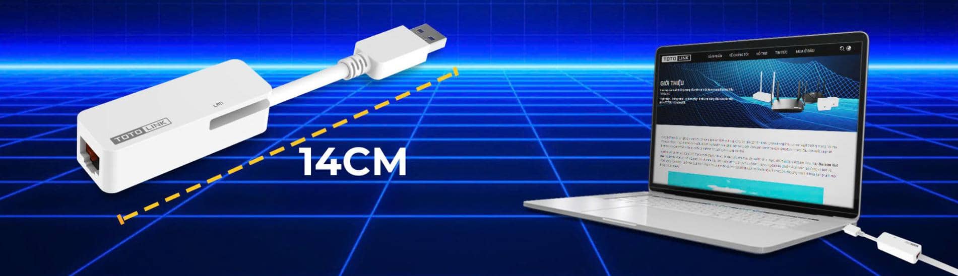 Bộ chuyển đổi USB 3.0 sang Ethernet RJ45 Gigabit Totolink U1000 2