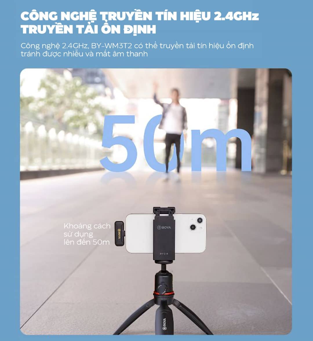 Microphone thu âm không dây Boya BY WM3T2-U - Chân Type-C
