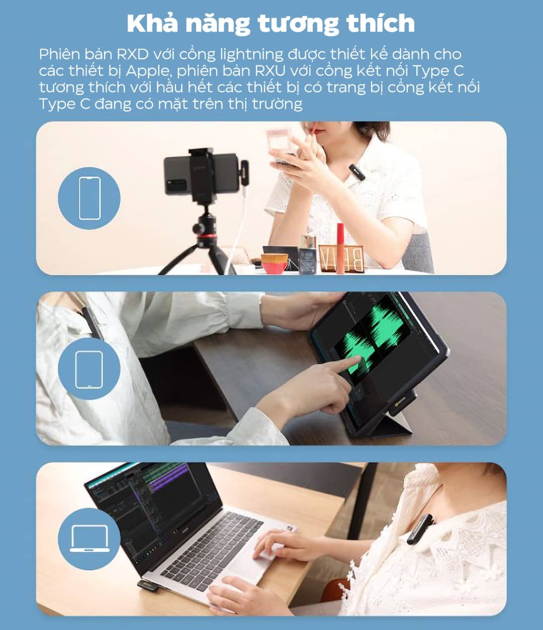 Microphone thu âm không dây Boya BY WM3T2-U - Chân Type-C