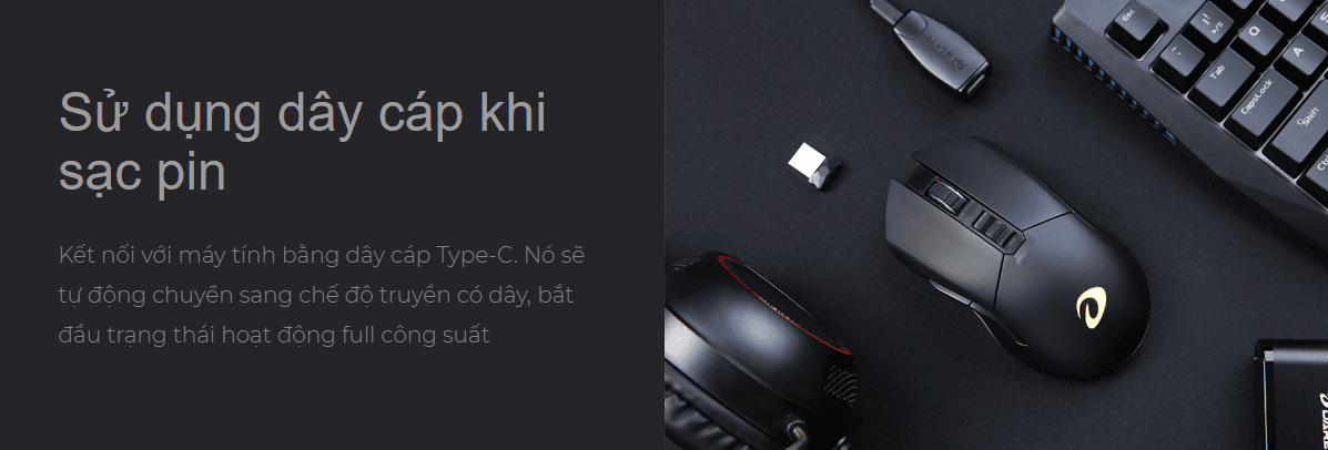 Chuột không dây Dareu EM901 RGB White 3
