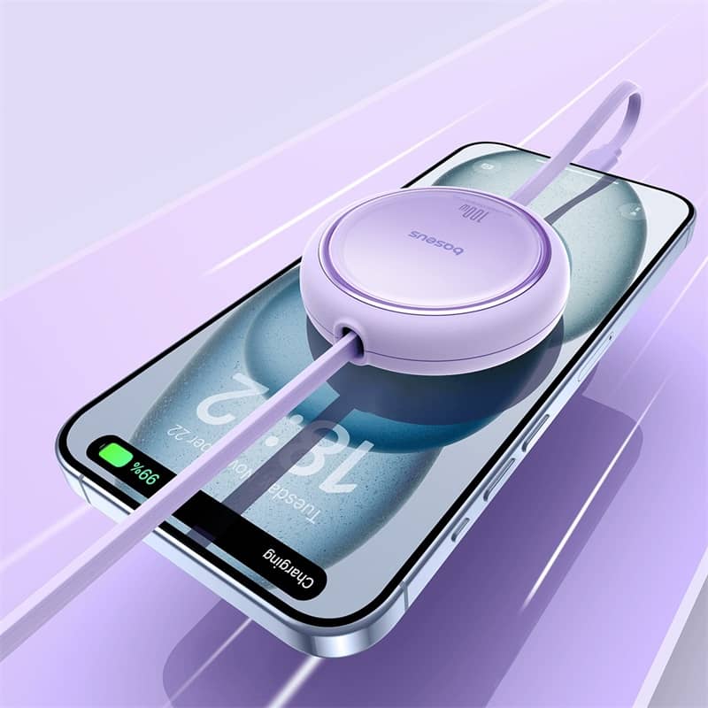 Cáp Baseus Free2Draw Mini Retractable Type-C to Type-C 100W 1m - Màu tím 8