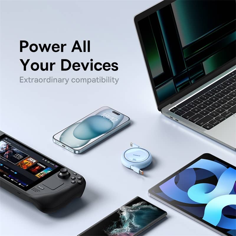 Cáp Baseus Free2Draw Mini Retractable Type-C to Type-C 100W 1m - Màu xanh 5