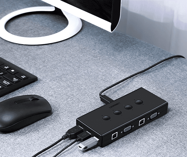 Bộ chia KVM Switch 4 port USB Ugreen 50280 (4 máy tính dùng 1 màn hình)