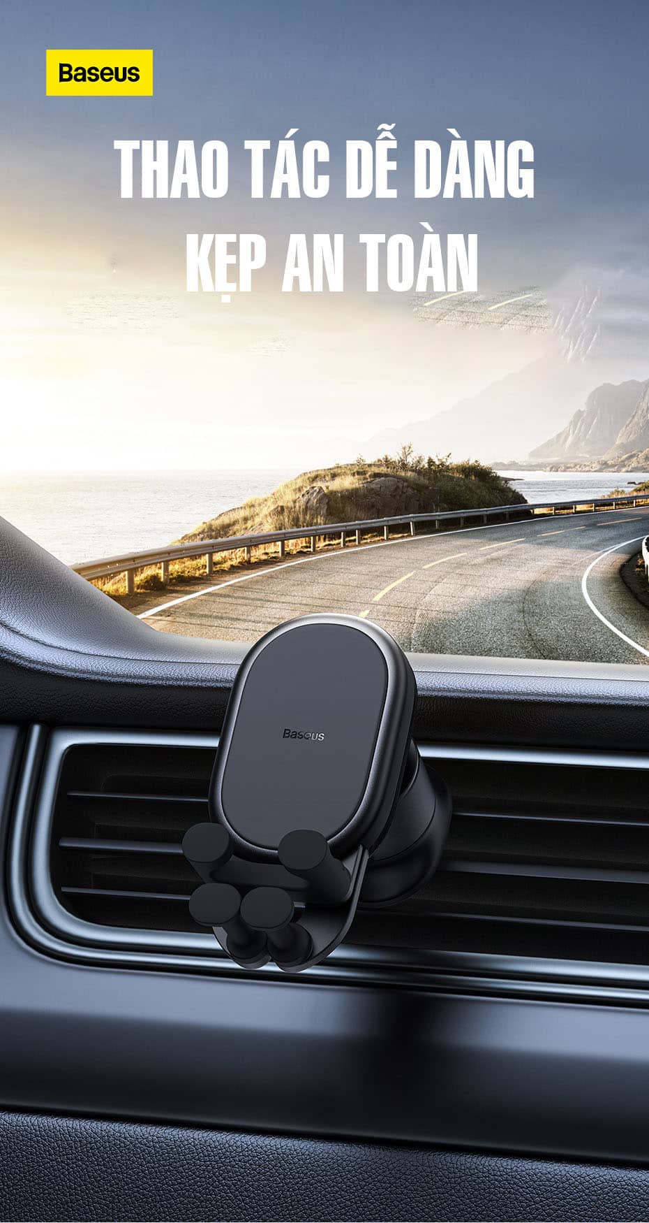 Giá đỡ điện thoại Baseus Stable Gravitational kẹp cửa gió ô tô