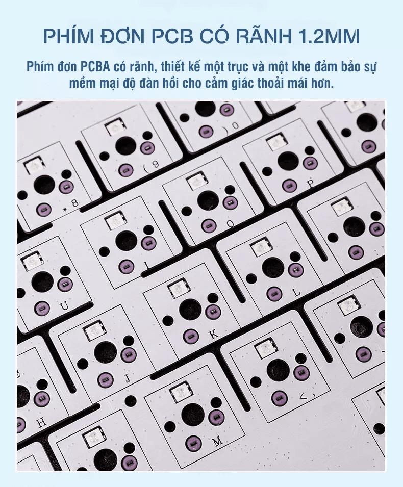 Bàn phím cơ AULA F75 (Tím nhạt/Be/Xanh lá), (3 Mode, Grey Wood V3 Switch) 7