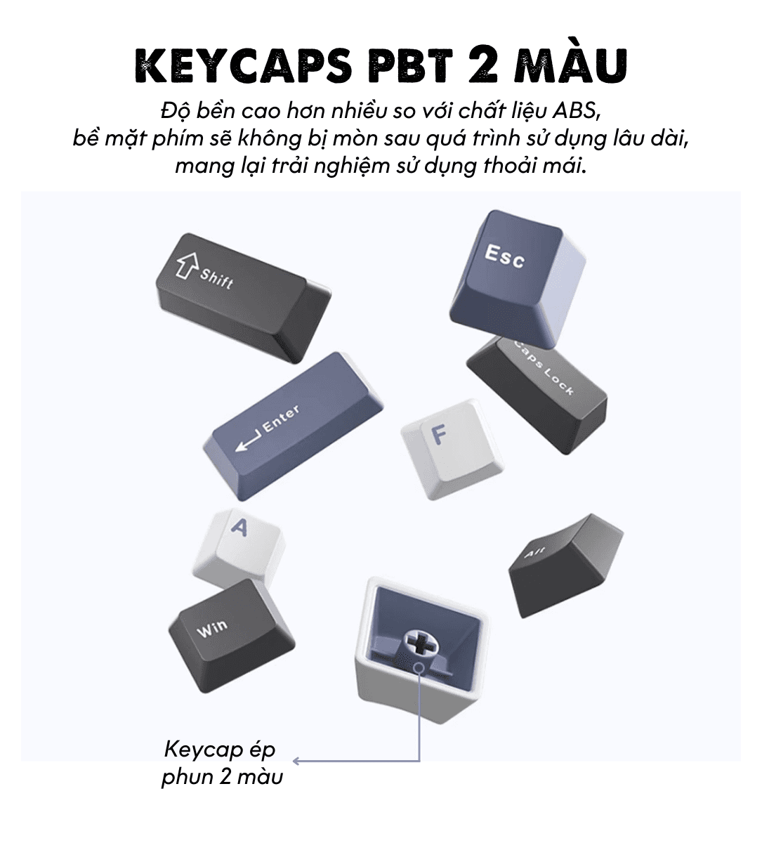 Bàn phím cơ AULA F87 3 mode Đen Trắng Xanh dương (TypeC + 2.4G + Bluetooth, Grey wood V3 switch, led RGB) 12