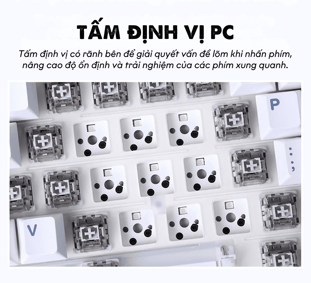 Bàn phím cơ AULA F87 3 mode Đen Trắng Xanh dương (TypeC + 2.4G + Bluetooth, Grey wood V3 switch, led RGB) 8