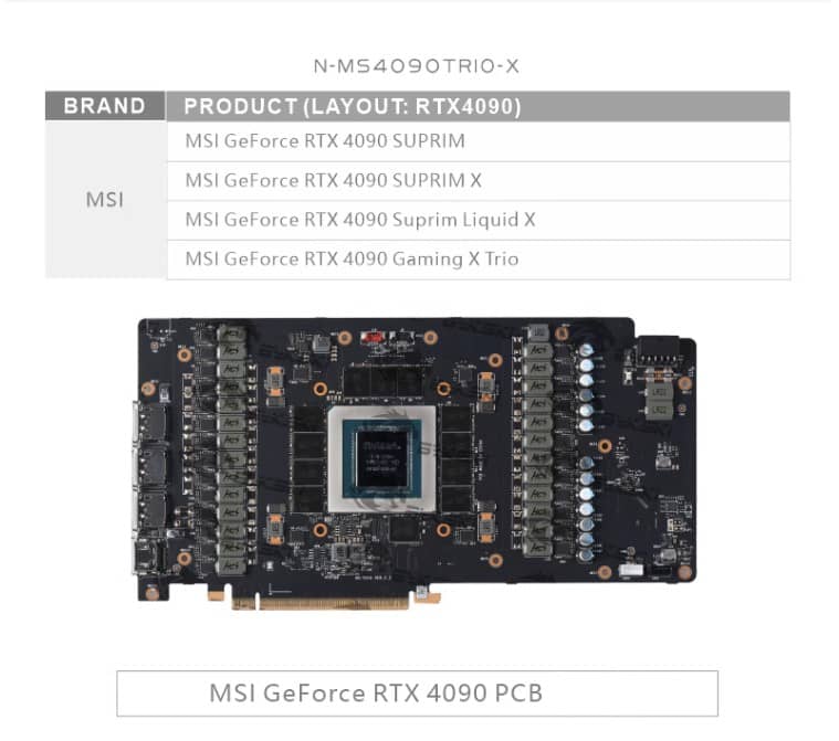 Block nước Bykski cho VGA MSI RTX 4090 SUPRIM/SUPRIM X/LIQUID X/TRIO (N-MS4090TRIO-X 5V RBW)