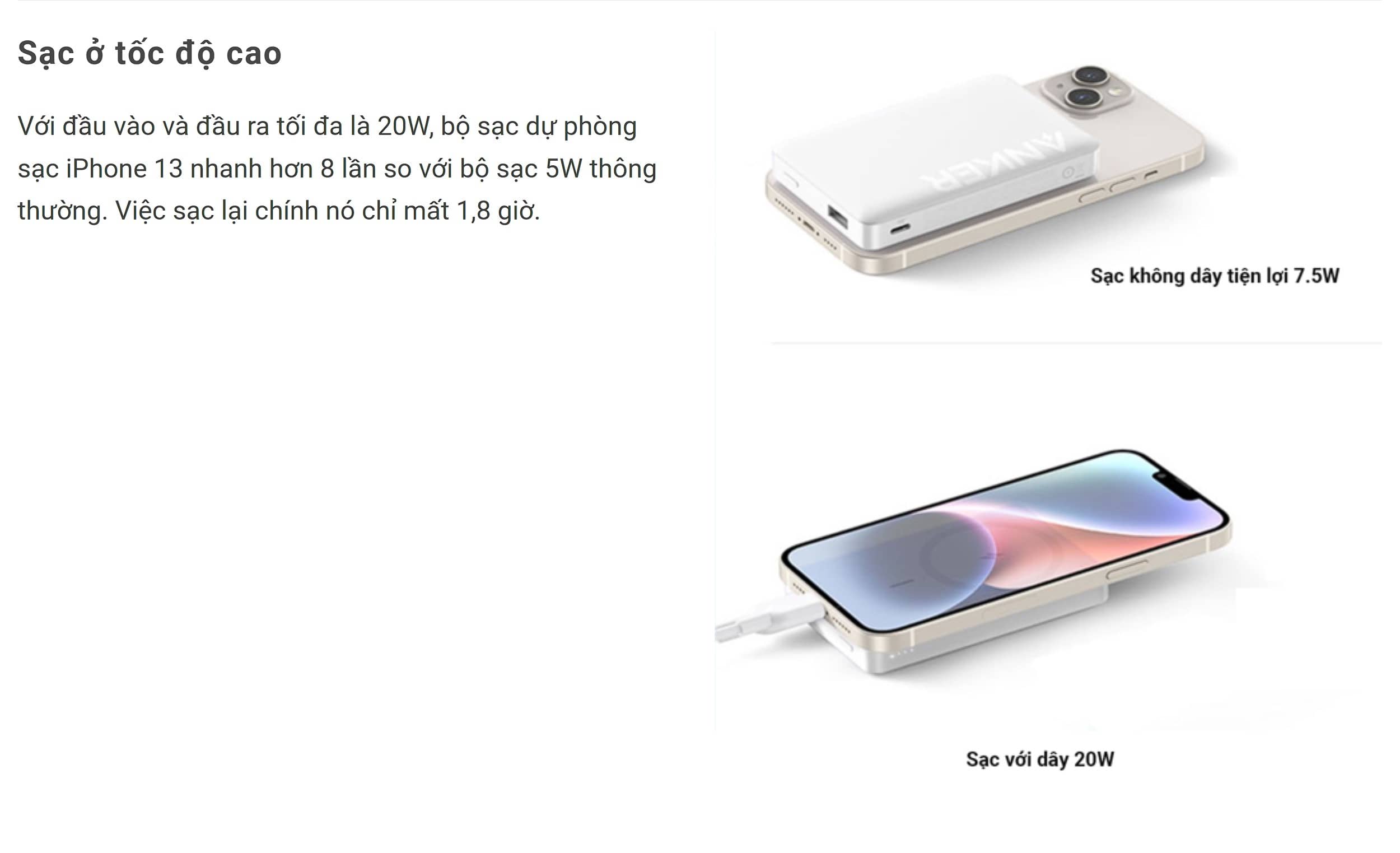 Pin sạc dự phòng không dây từ tính Anker 334 MagGo - A1642 - 10.000mAh - Màu trắng