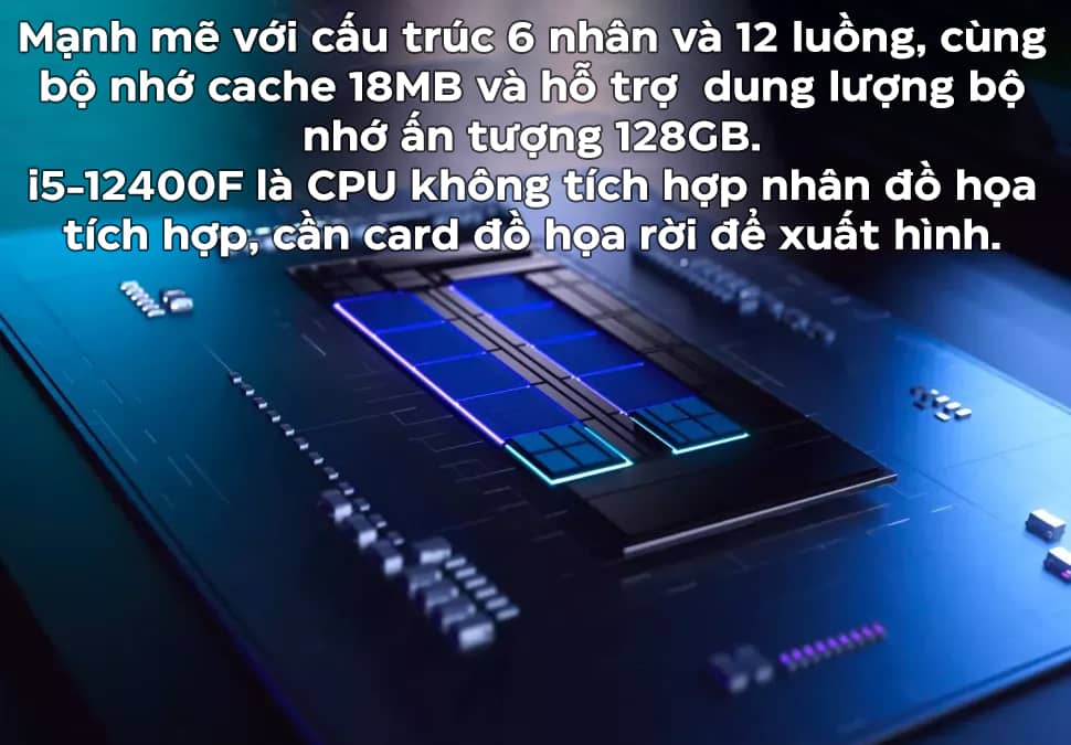 CPU Intel Core i5-12400F (Upto 4.4Ghz, 6 nhân 12 luồng, 18MB Cache, 65W) - Socket Intel LGA 1700)