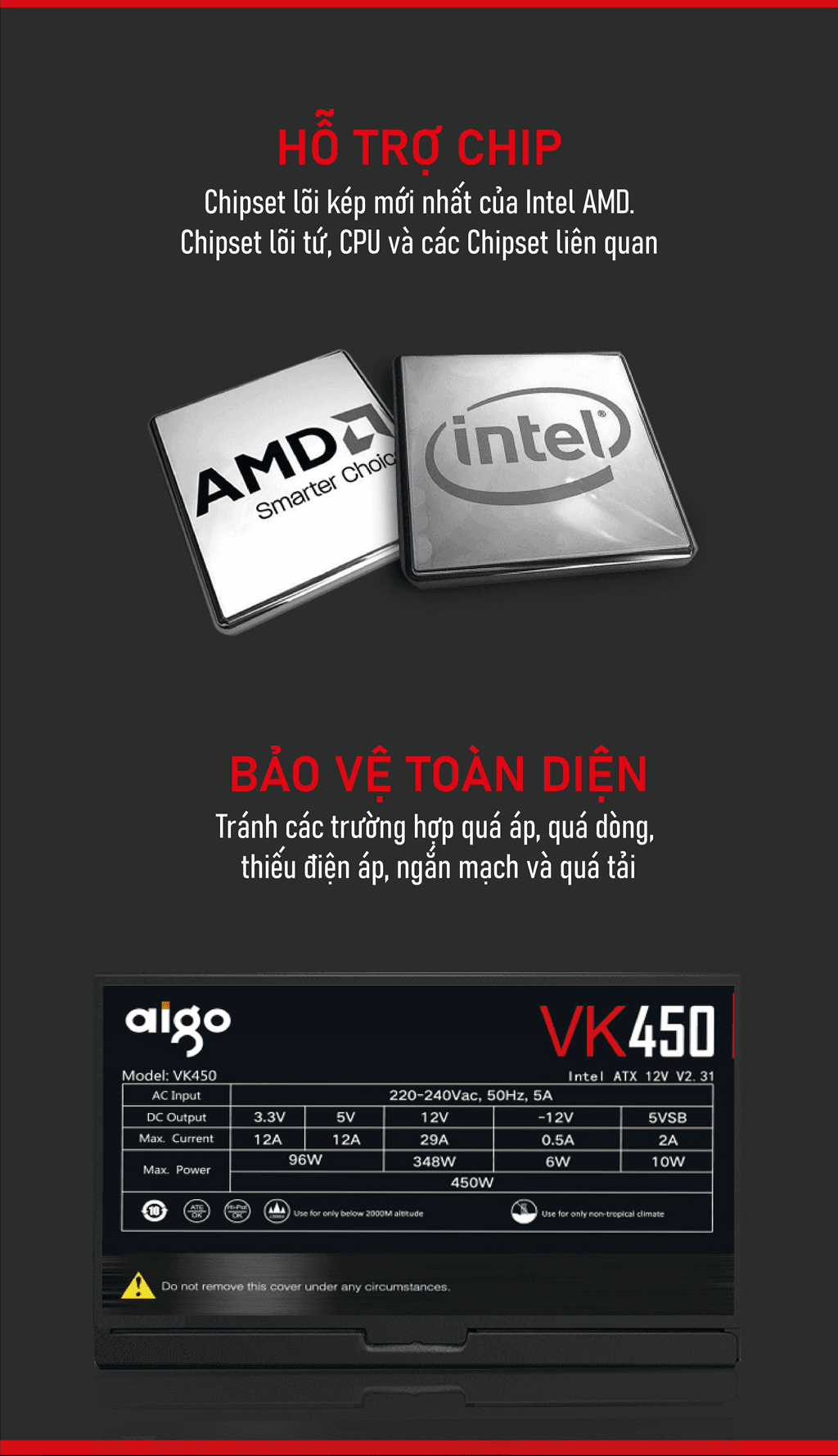 Nguồn máy tính AIGO VK450 - 450W