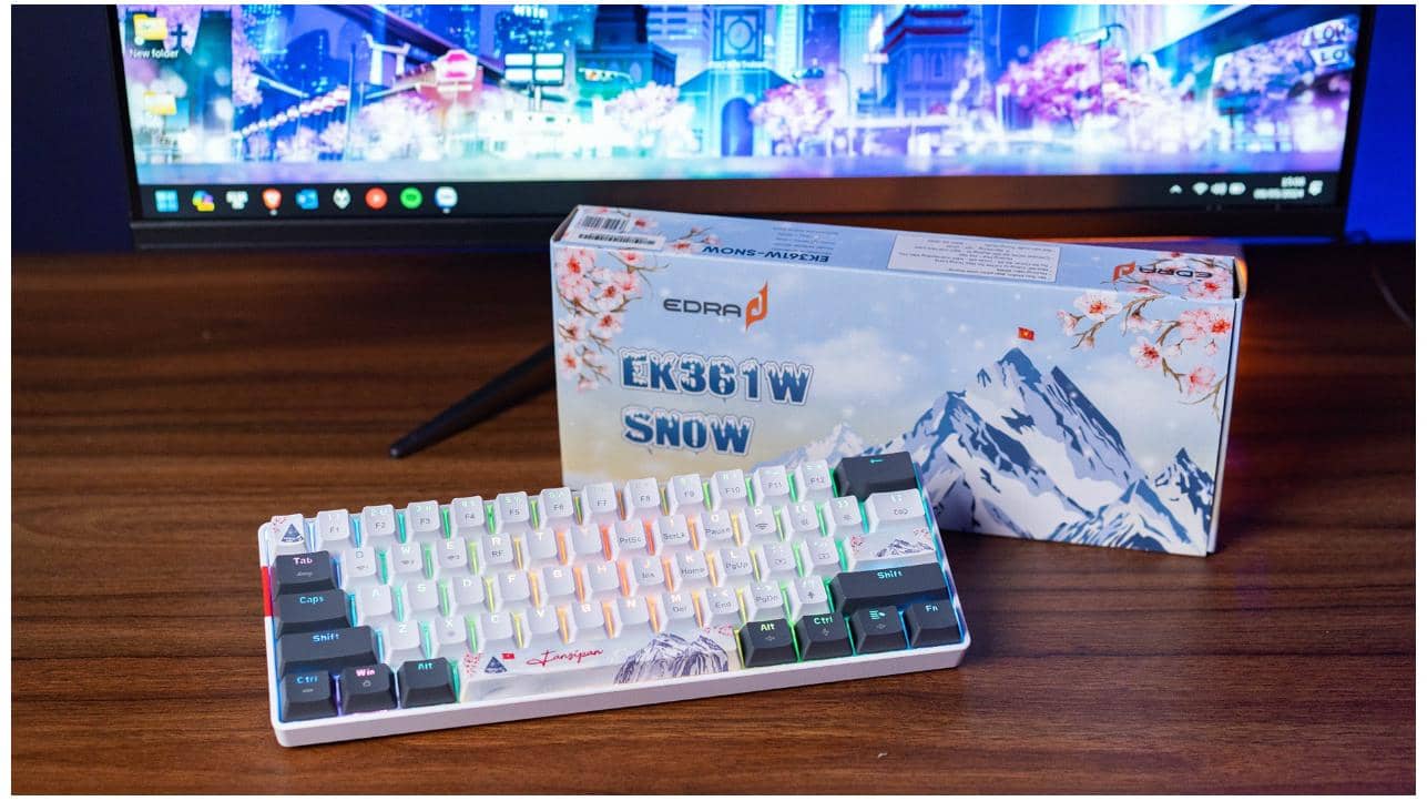 Bàn phím cơ không dây Edra EK361W Snow Yellow Switch (Gray-White) 1