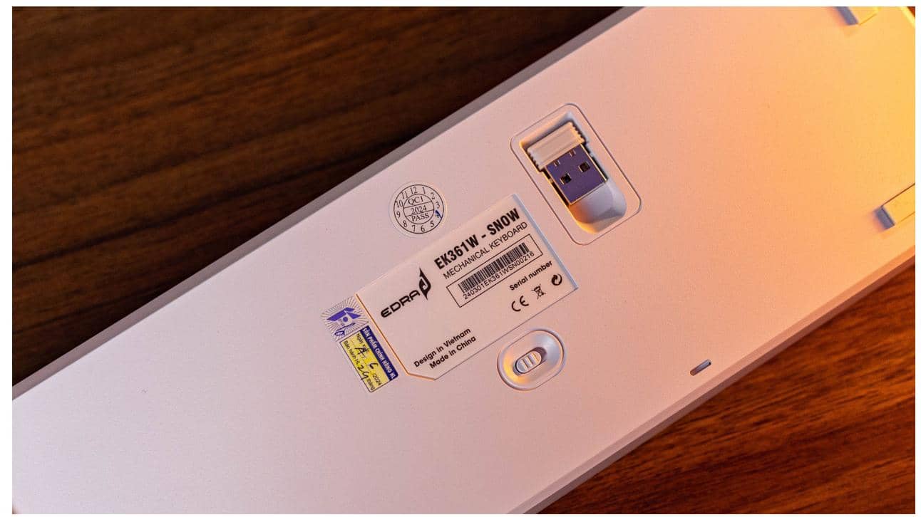 Bàn phím cơ không dây Edra EK361W Snow Yellow Switch (Gray-White) 2