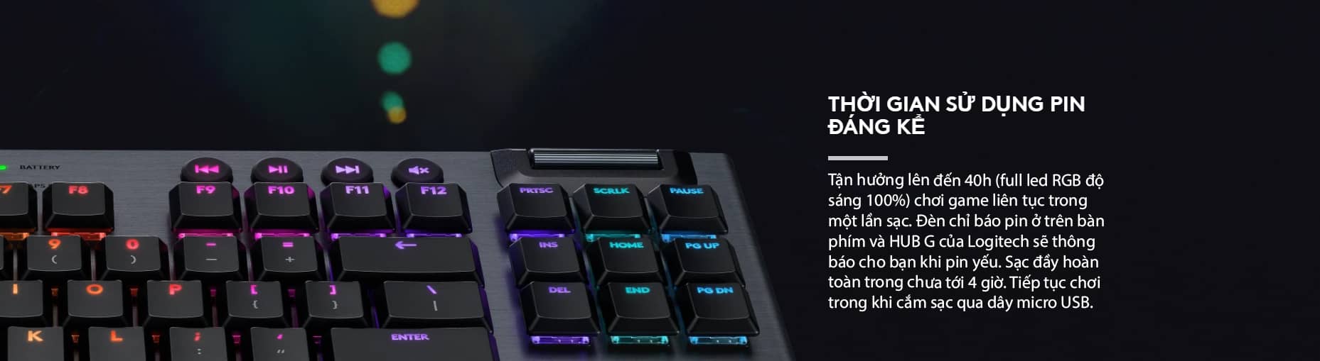 Bàn phím Logitech G913 TKL Lightspeed Wireless RGB Brown Tactile switch 10