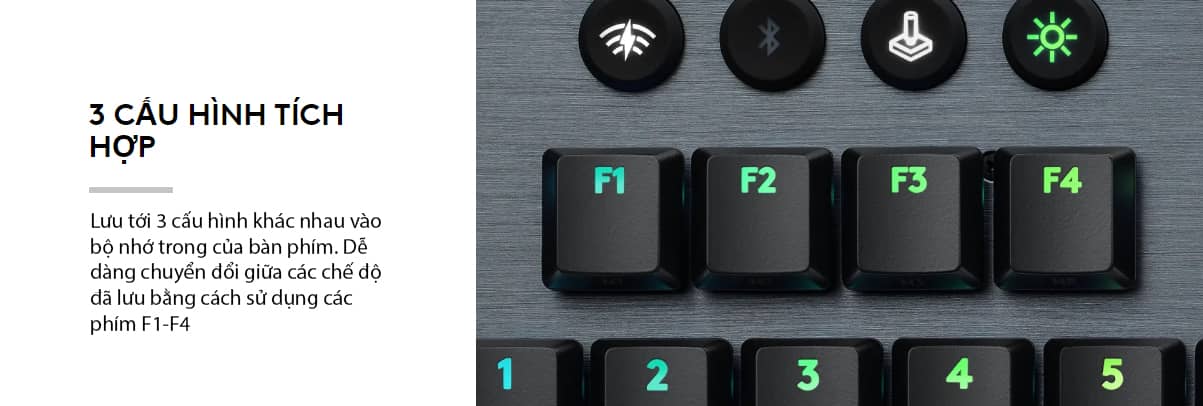 Bàn phím Logitech G913 TKL Lightspeed Wireless RGB Red Linear switch 8