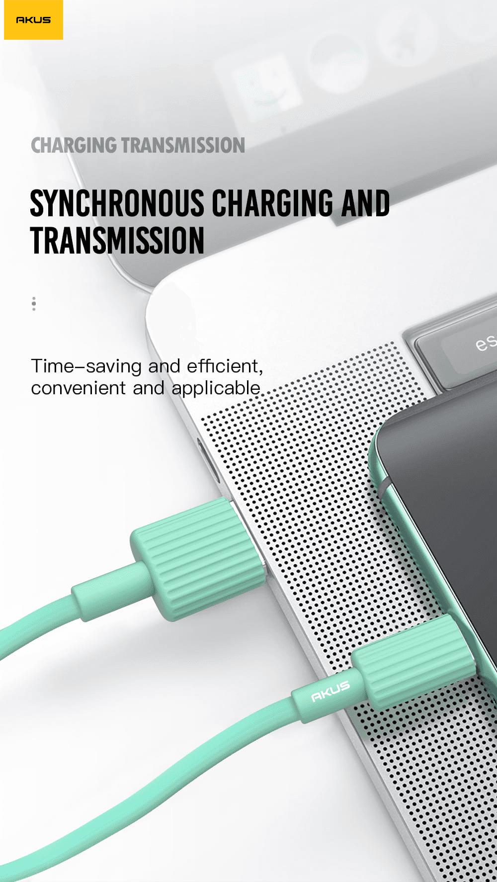 Cáp sạc đa năng AKUS D888 dài 1m - Màu đen - USB to Type C