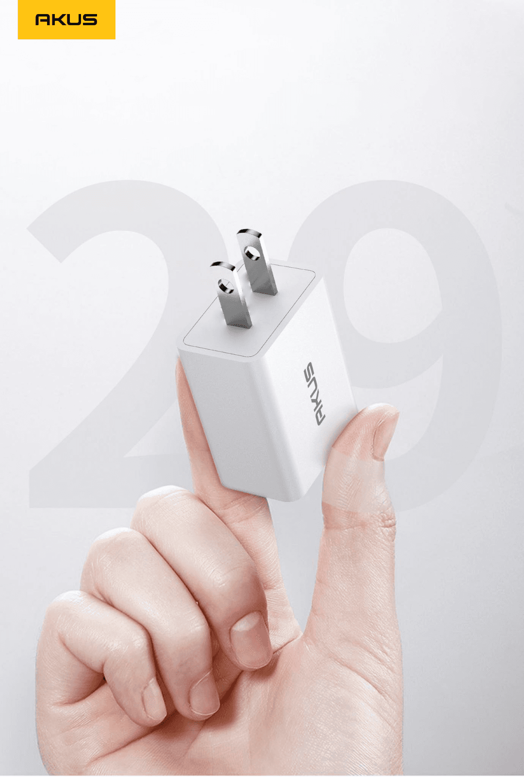 Củ sạc AKUS CB50 - 02 cổng USB Type A - Màu trắng