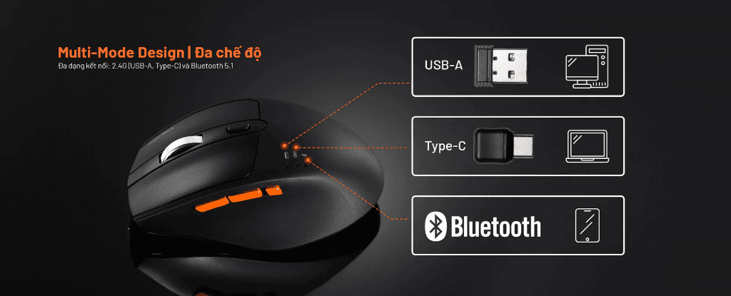 Chuột không dây Bluetooth Hyperwork Silentium - Màu Đen 3