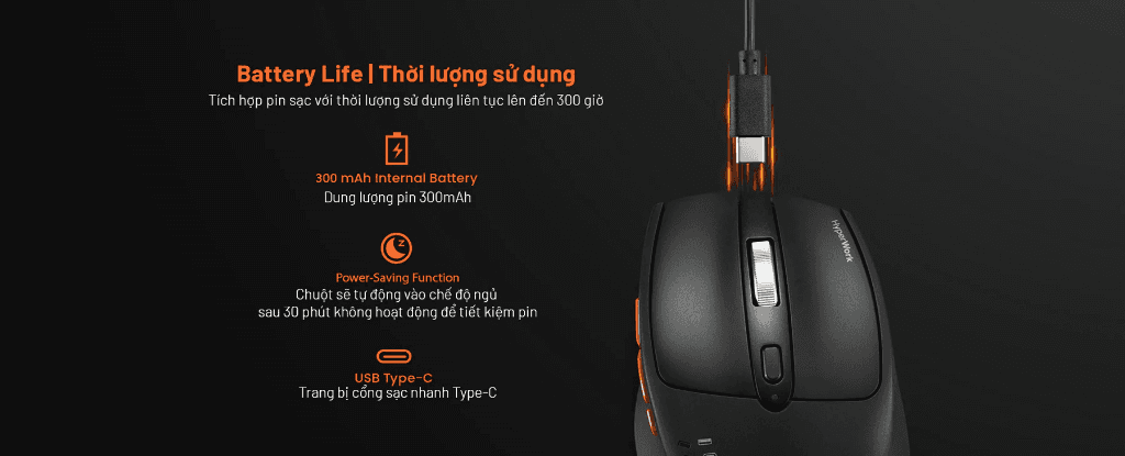 Chuột không dây Bluetooth Hyperwork Silentium - Màu Đen 6