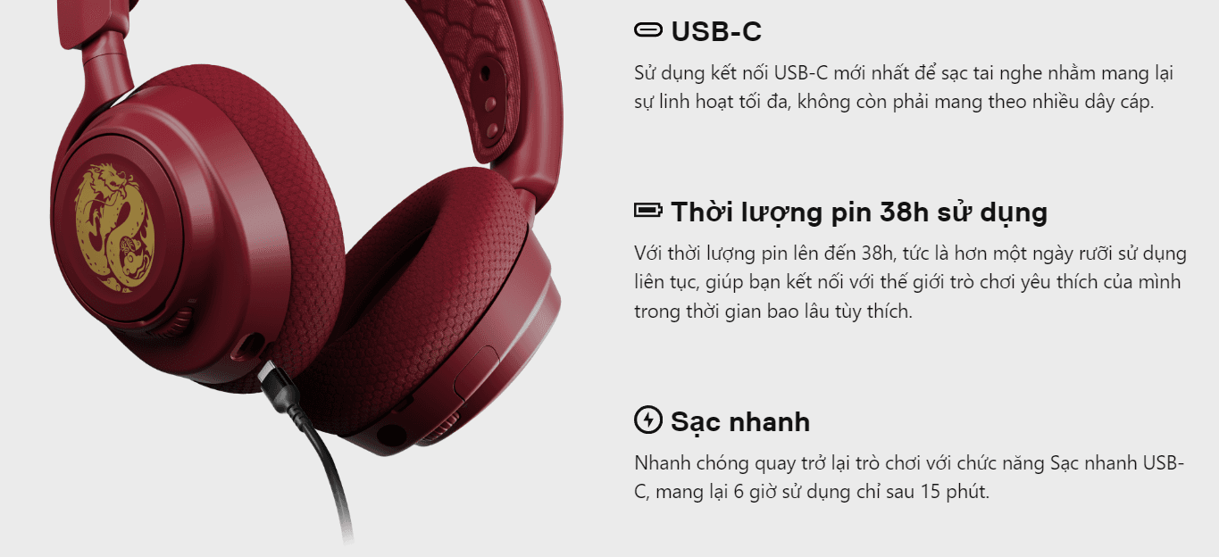 Tai nghe SteelSeries Arctis Nova 7 Wireless Dragon - Red/Gold - Limited Edition 6