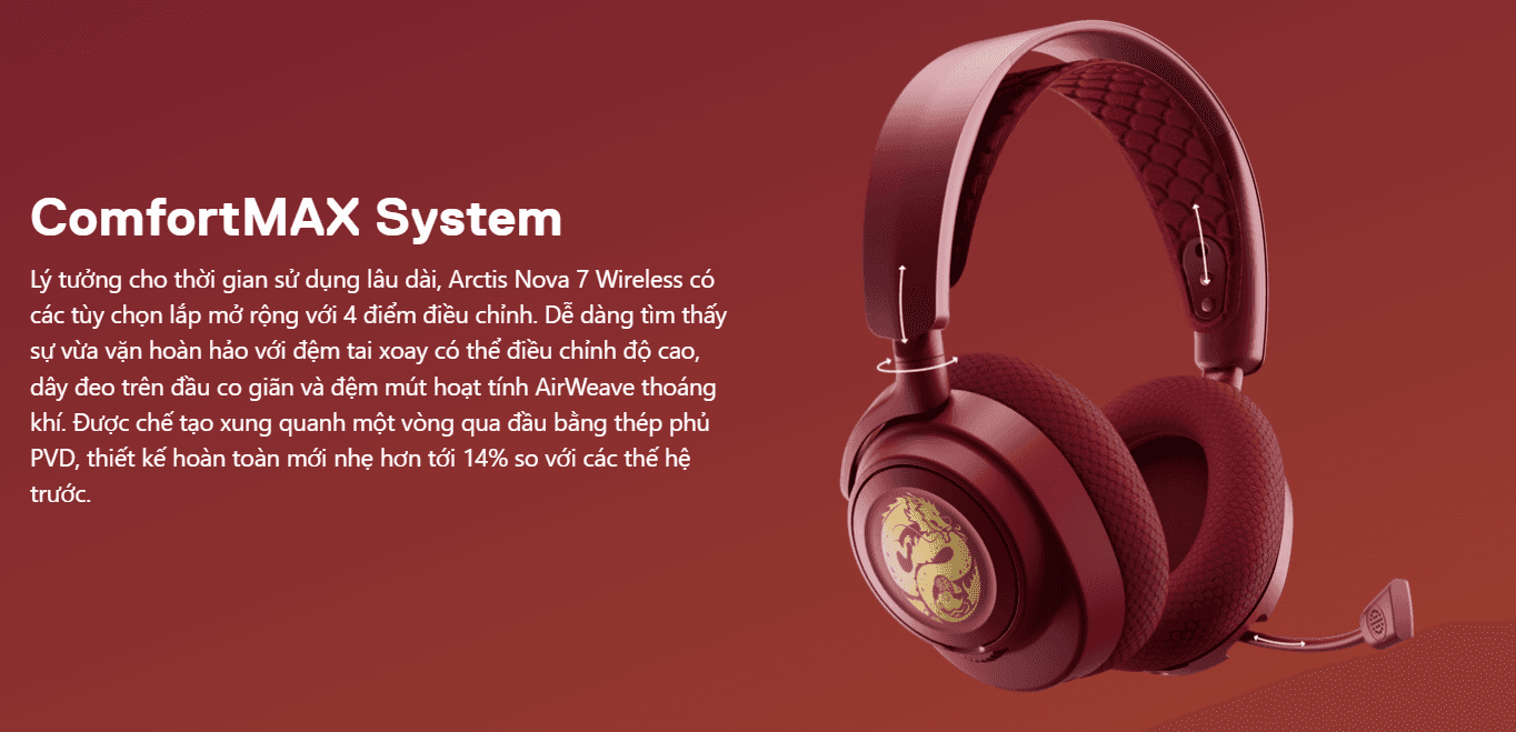 Tai nghe SteelSeries Arctis Nova 7 Wireless Dragon - Red/Gold - Limited Edition 8
