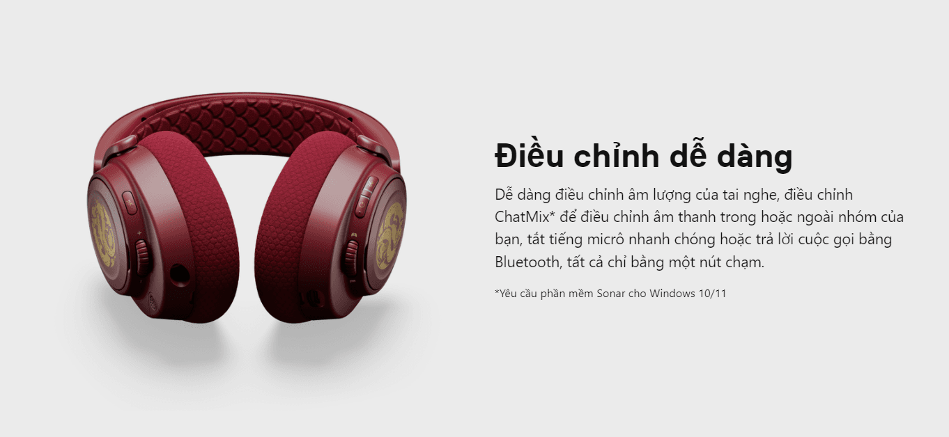 Tai nghe SteelSeries Arctis Nova 7 Wireless Dragon - Red/Gold - Limited Edition 9