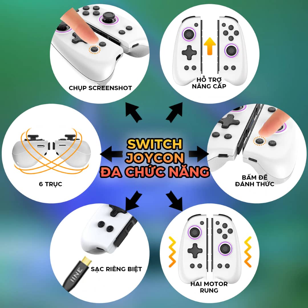 Tay cầm chơi game không dây IINE Genius Joypad Cho Nintendo Swtich/Lite/OLED màu trong suốt