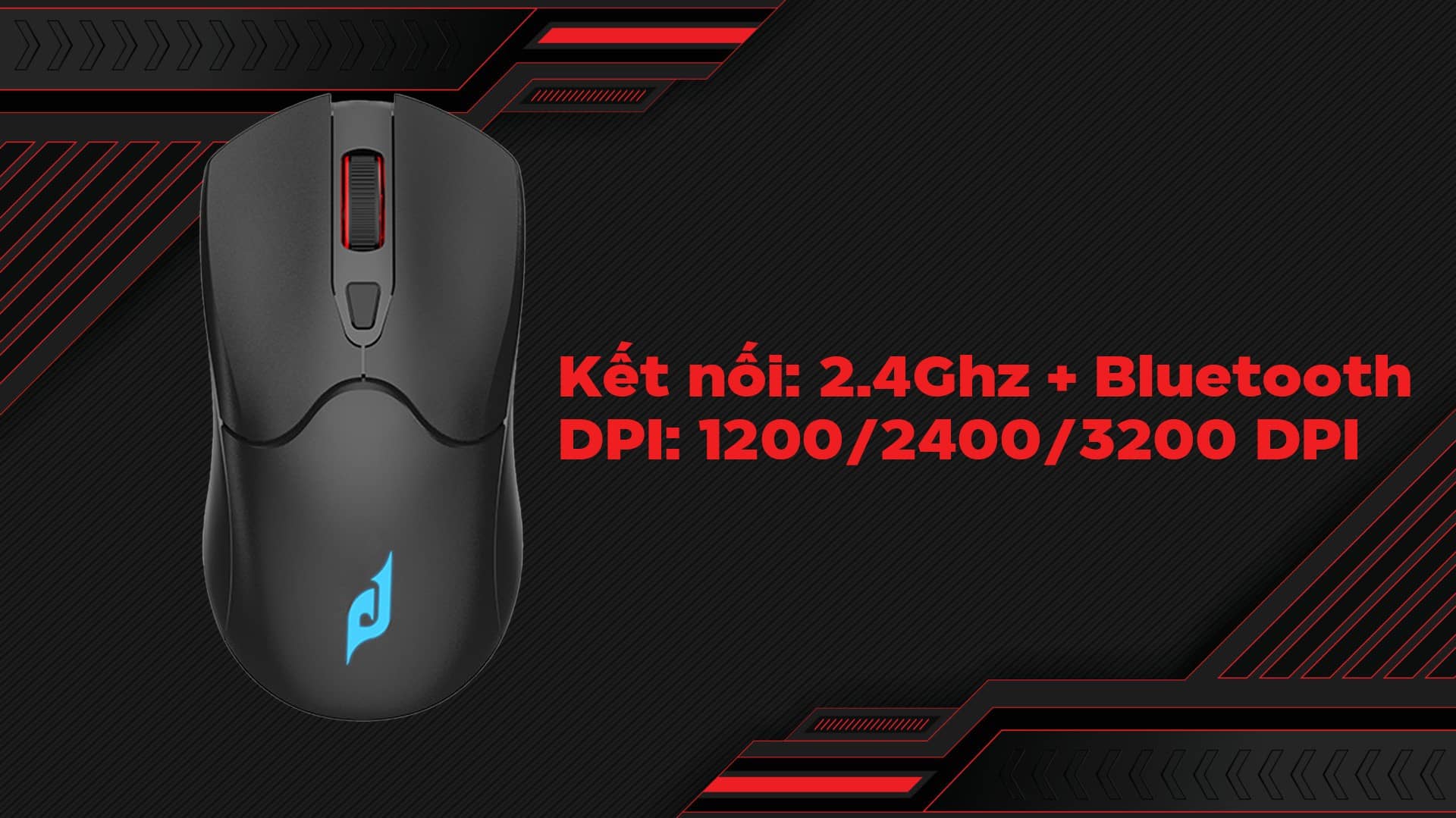 Chuột Gaming không dây Edra EM623W Đen (USB/Bluetooth/RGB/Omron switch)