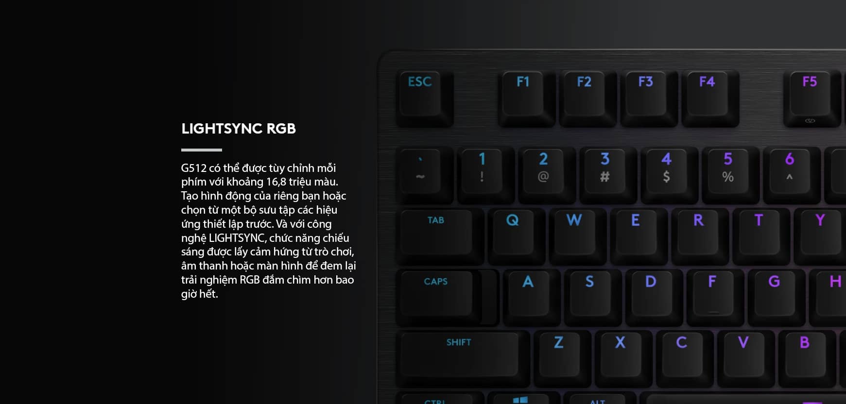 Bàn phím cơ Logitech G512 Lightsync RGB Linear (USB/GX Red) 3