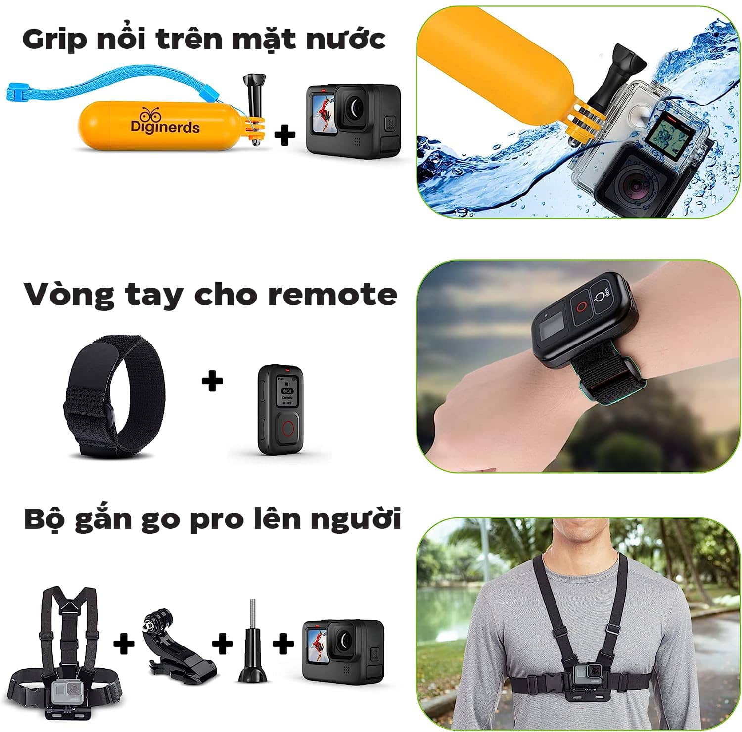 Bộ phụ kiện camera hành động DigiNerds 50-in-1 - Hỗ trợ GoPro/Insta360/DJI Osmo Action