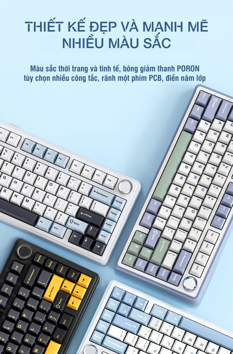 Bàn phím cơ gaming AULA F75 (3 Mode/Trắng + Xanh Dương Gradient/Rgb/Seiya switch) 3