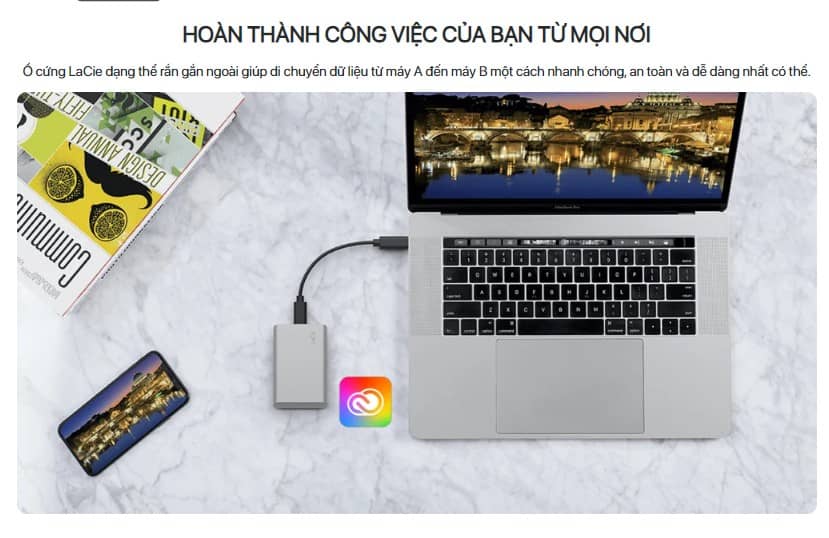 Ổ cứng di động SSD USB-C + Rescue 2.5 inch Lacie Portable