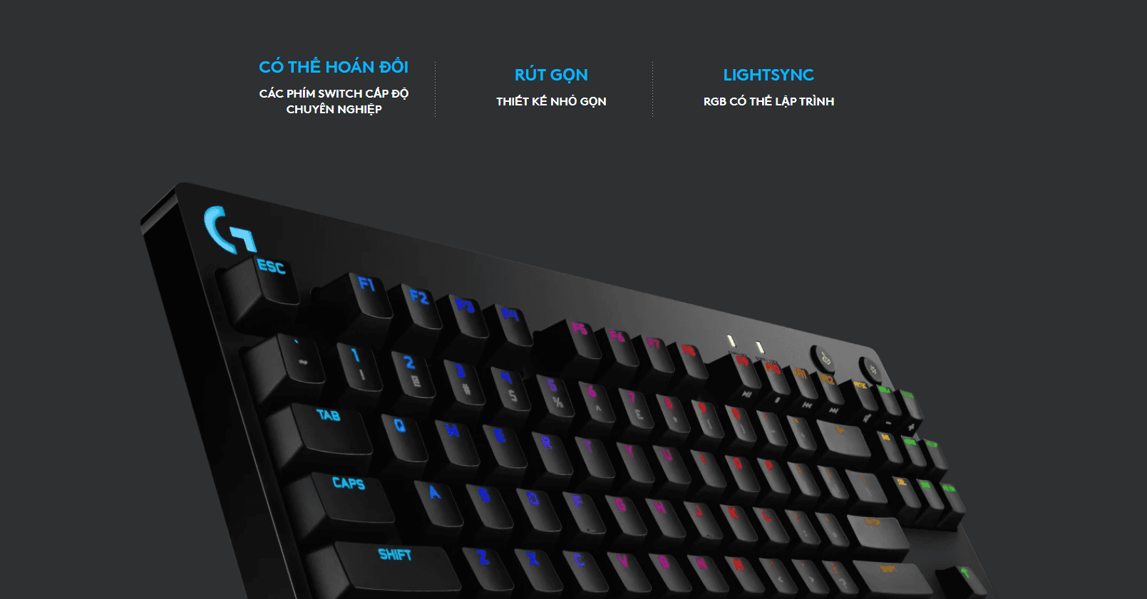 Bàn phím cơ Logitech G Pro X RGB Lightsync (USB/Blue Clicky sw/đen) 1