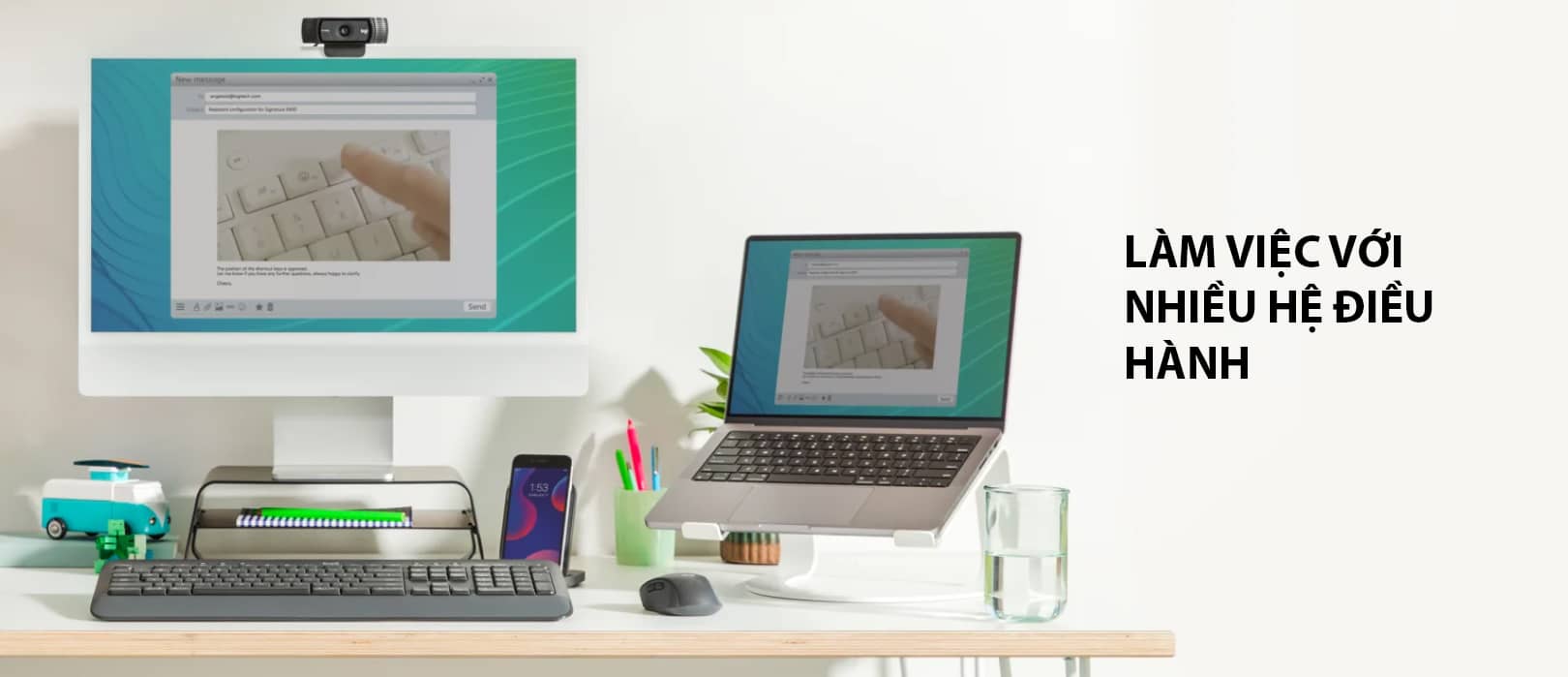 Bàn phím không dây Logitech K650 Off White (USB/Bluetooth/Trắng) (920-010987) 5