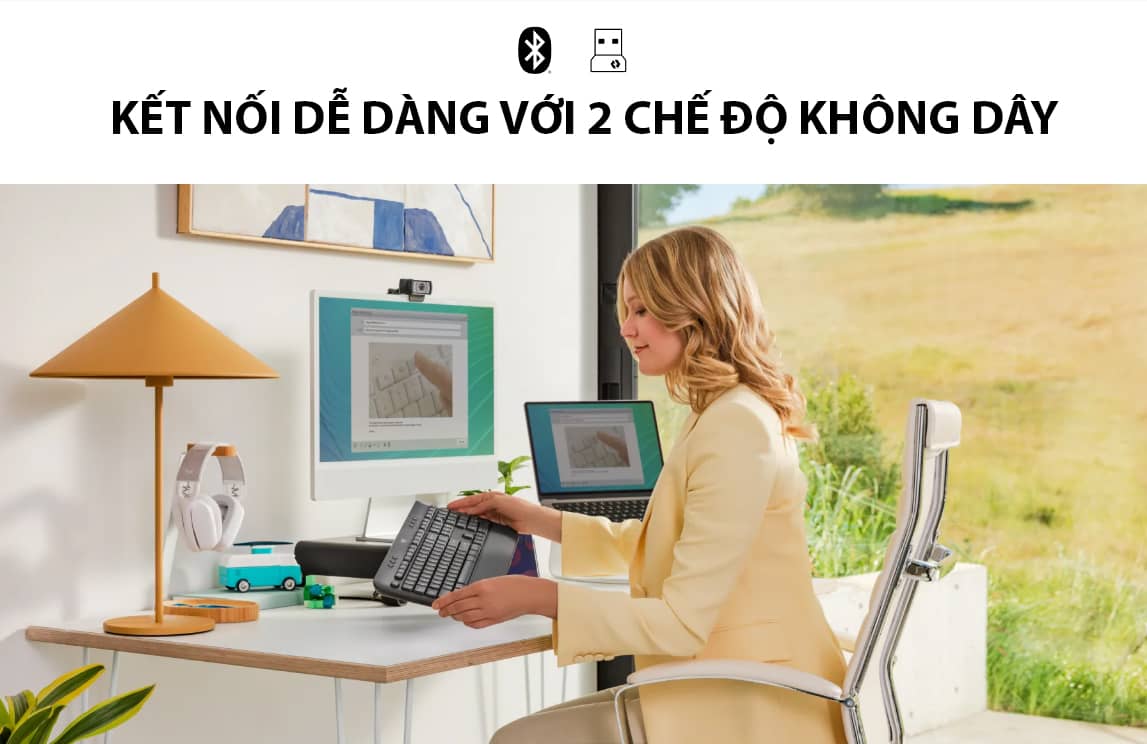 Bàn phím không dây Logitech K650 Off White (USB/Bluetooth/Trắng) (920-010987) 6