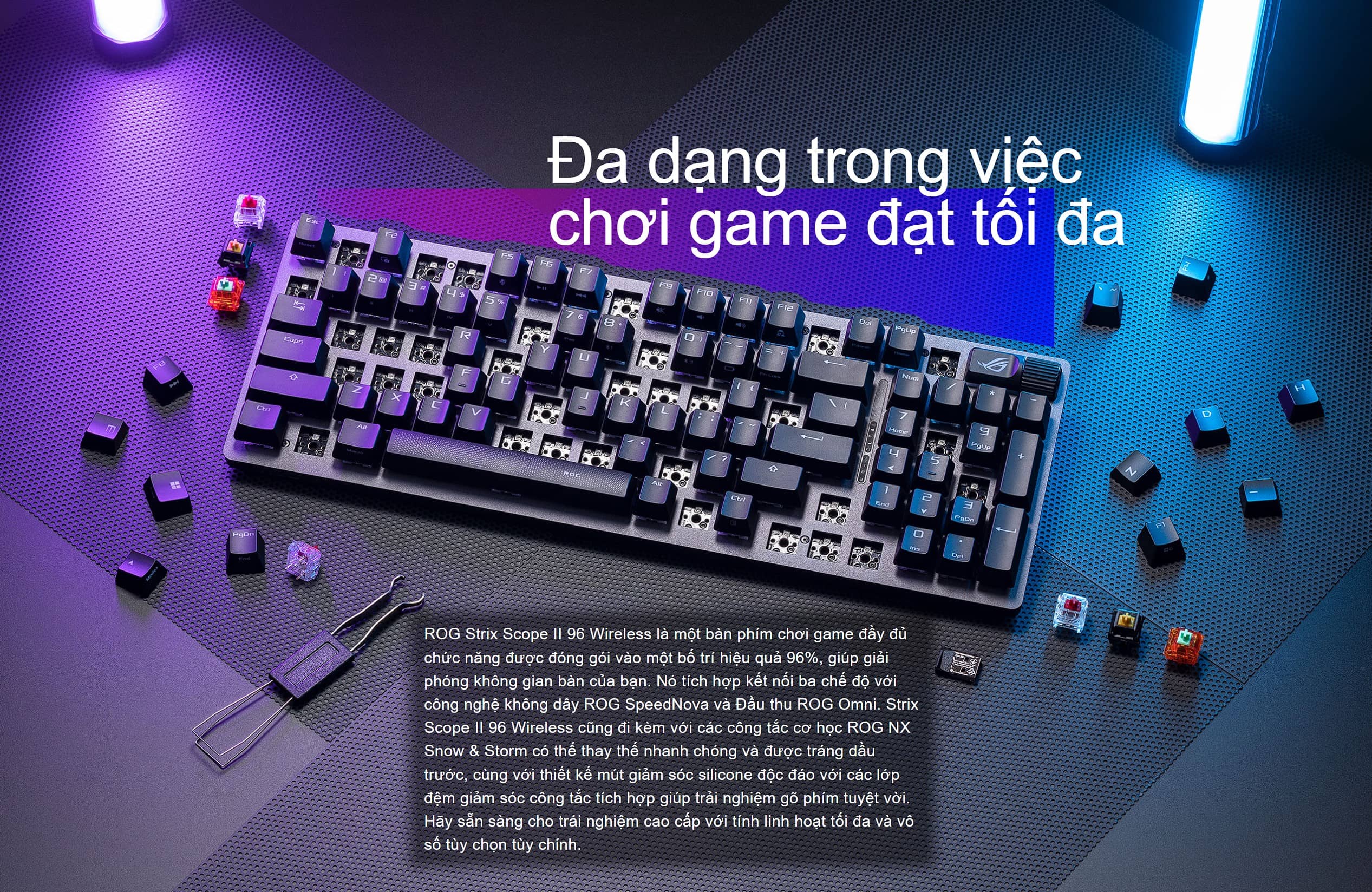 Bàn phím Gaming Asus ROG Strix Scope II 96 WL NX SM _ 90MP037B-BKUA00 2