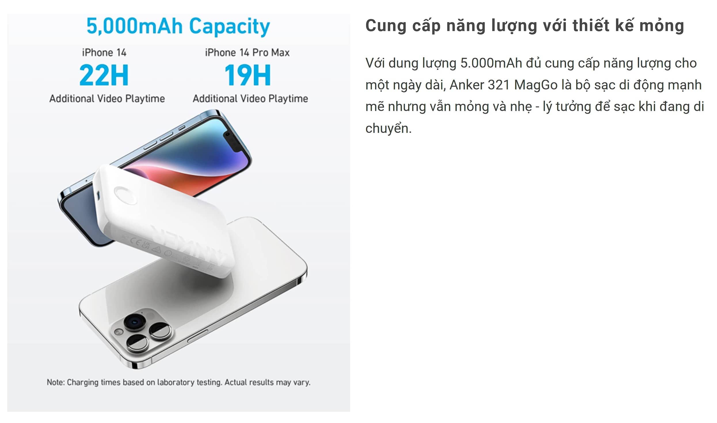 Pin sạc dự phòng không dây từ tính Anker 321 MagGo - A1616 - 5.000mAh - Màu trắng