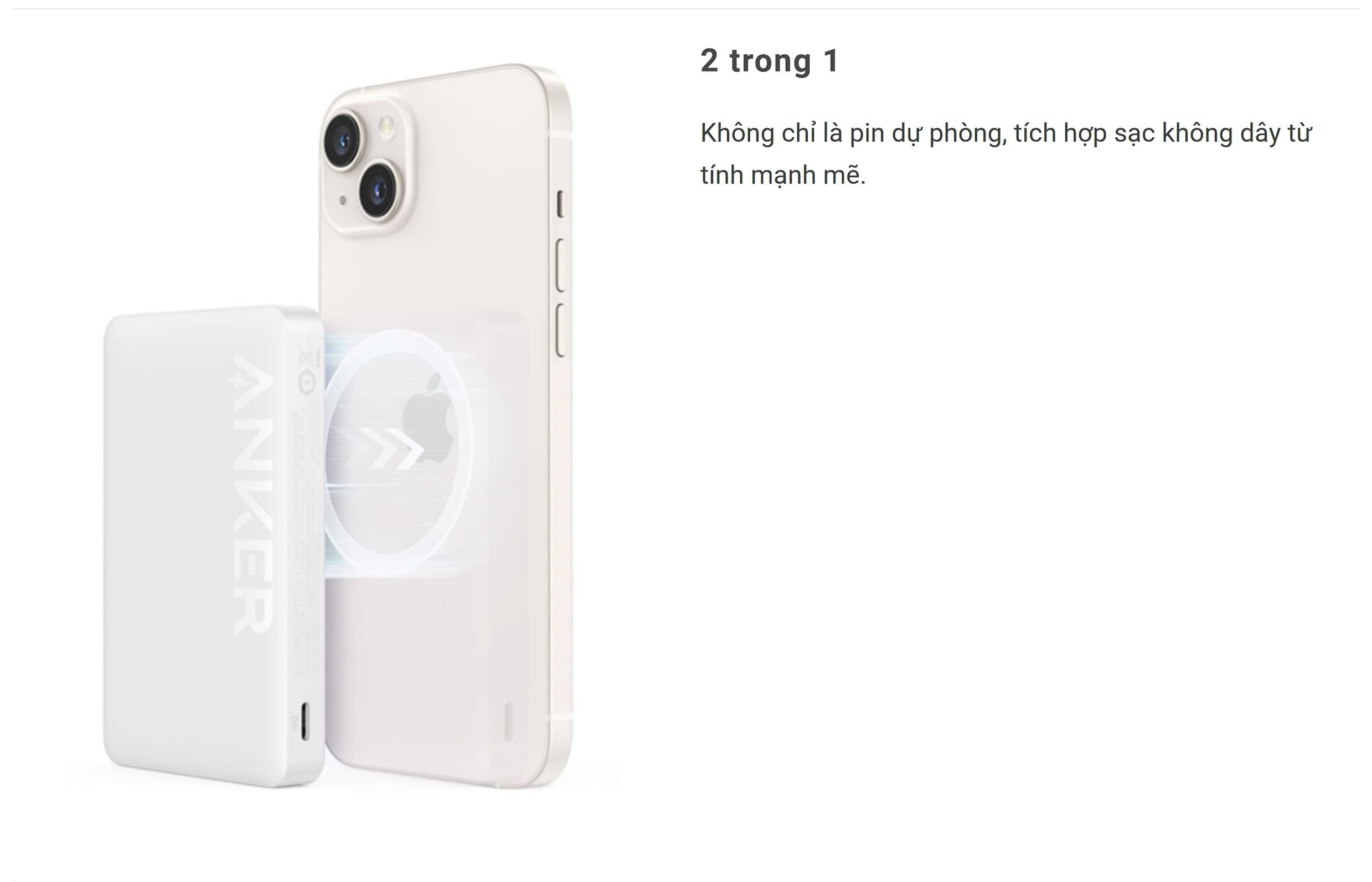 Pin sạc dự phòng không dây từ tính Anker 334 MagGo - A1642 - 10.000mAh - Màu đen