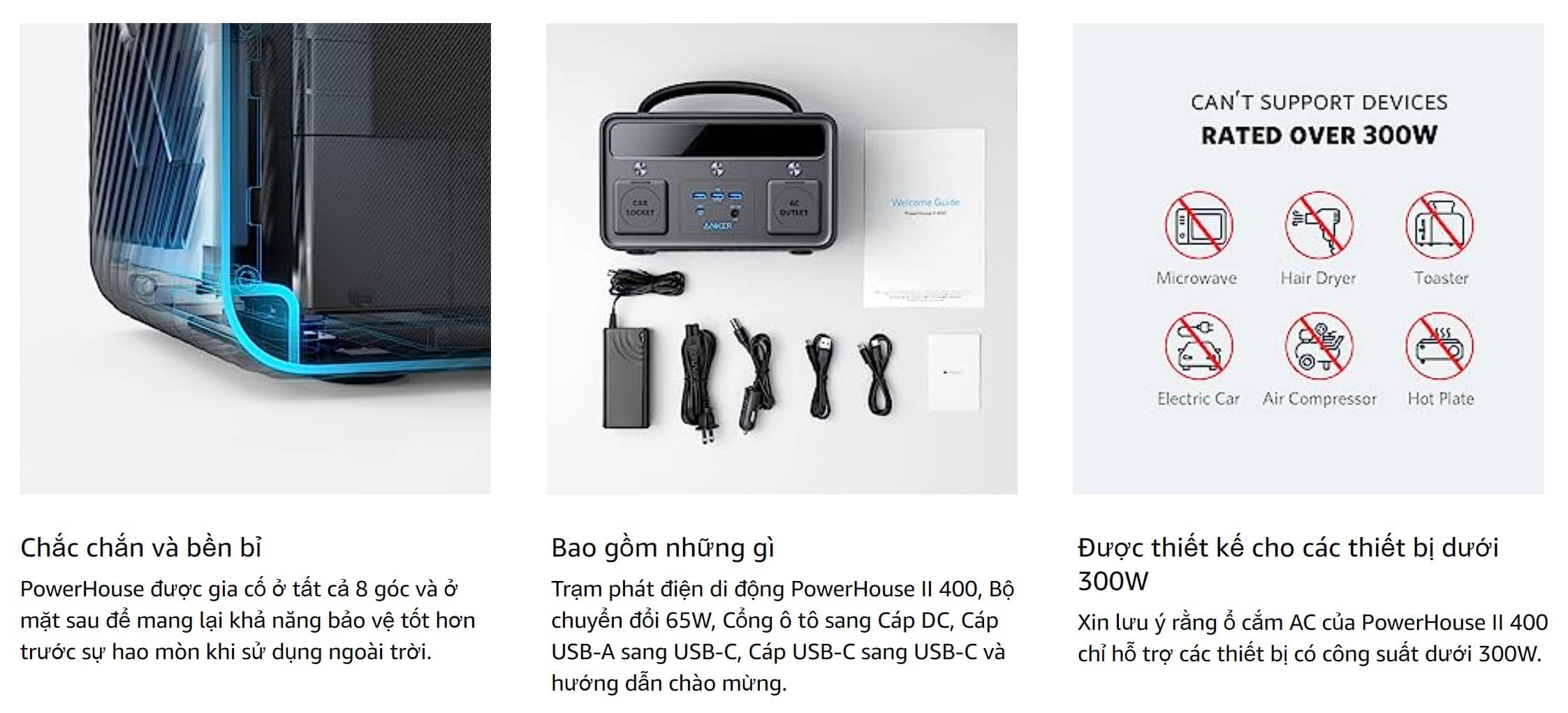 Trạm sạc dự phòng Anker 533 PowerHouse II 400 - A1730 - Màu đen