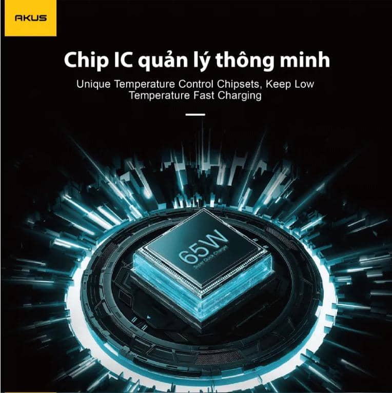 Củ sạc AKUS-D34 PRO 65W - 01 CỔNG USB TYPE A + 02 CỔNG TYPE C - MÀU TRẮNG 2